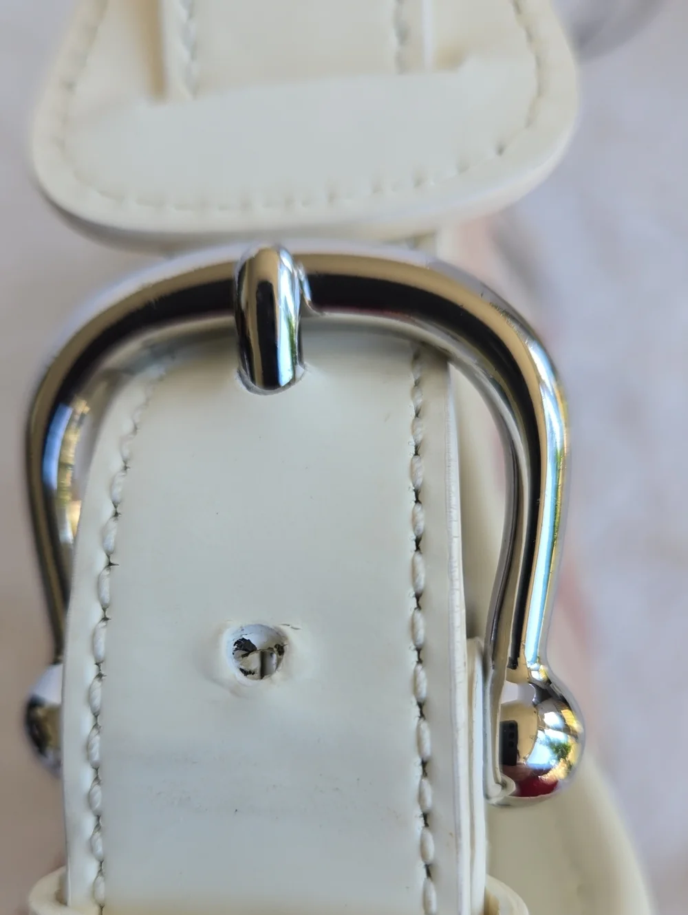 BURBERRY Vintage House Check White Leather Hobo Shoulder Bag with Dust Bag